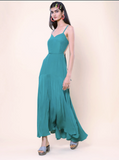 Teal Green Crepe Halter Maxi Dress