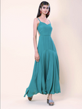 Teal Green Crepe Halter Maxi Dress