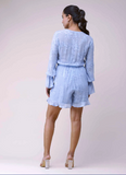 Sky Blue Ruffled Wrap Romper