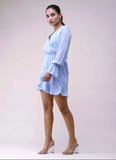 Sky Blue Ruffled Wrap Romper