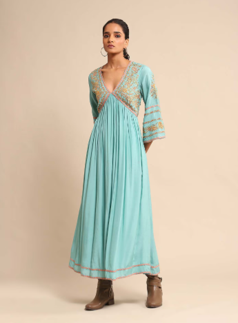 Turquoise Anantam Solid Dress