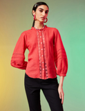 Fuchsia Embroidered Cotton Shirt