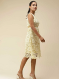 Yellow Schiffli Short Dress