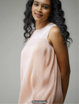 Peach Solid Midi Dress