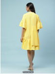 Yellow Layered Cotton Short Dress