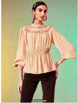 Beige Peplum Short Top