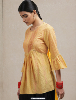 Yellow Embroidered Kurti