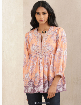 Peach Floral Print Kurti