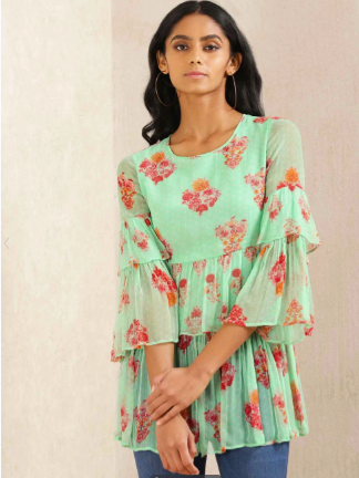 Mint Floral Print Kurti