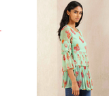 Mint Floral Print Kurti