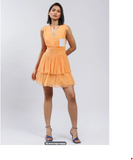 Orange Short Dress with Tiers