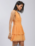 Orange Short Dress with Tiers