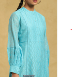 Blue Chanderi Cutwork Long Dress