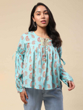Turq Dhuni Peasant Top
