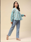 Turq Dhuni Peasant Top