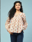 Grey Dhuni Peasant Top