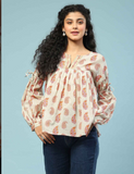 Grey Dhuni Peasant Top