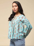 Turq Dhuni Peasant Top