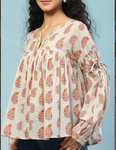 Grey Dhuni Peasant Top