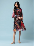 Black Patch Paisley Short Dress
