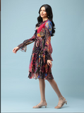Black Patch Paisley Short Dress