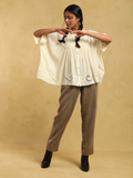Off White Cut Work Cotton Kurti