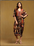 Brown Velvet Patchwork Kaftan