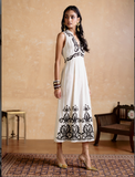 Ecru Inlay Long Dress