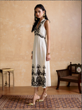 Ecru Inlay Long Dress