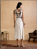 Ecru Inlay Long Dress
