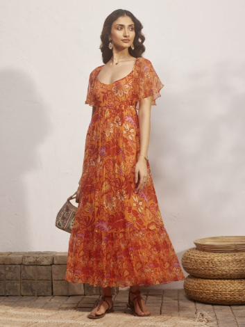 Orange Sherry Long Dress