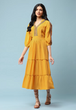 Yellow Solid Long Dress