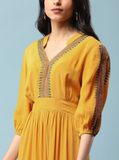 Yellow Solid Long Dress