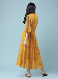 Yellow Solid Long Dress