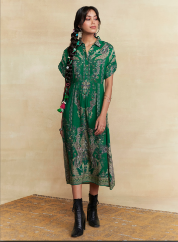 Green Tuberose Midi Dress Ritu Kumar South Africa Green Tuberose Midi Dress Ritu Kumar South Africa
