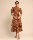 Brown Urban Elysian Cotton Tiered Dress