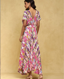 Pink Binkai Crepe Kaftan Dress