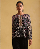 Black Pop Art Peasant Top