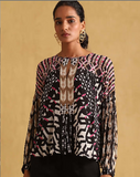 Black Pop Art Peasant Top
