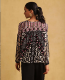 Black Pop Art Peasant Top