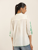 White Green Edwin Emb Short Top