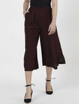 Brown Poly Crepe Trousers