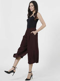 Brown Poly Crepe Trousers
