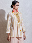 Ecru Embroidered Cotton Kurti