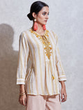 Ecru Embroidered Cotton Kurti