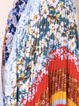 Multi-Color Floral Print Velvet Pleated Skirt