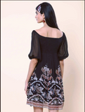 Black Floral Printed Short Dress
