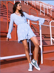 Sky Blue Ruffled Wrap Romper