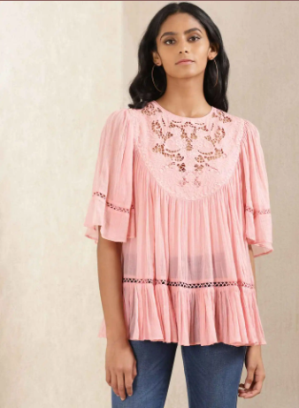 Pink Embroidered Kurti