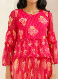 Pink Floral Print Kurti